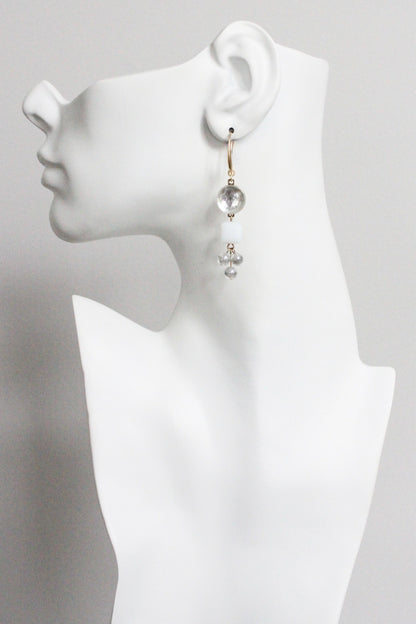 MLNE32 Vintage mirror glass cluster earrings