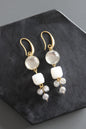 MLNE32 Vintage mirror glass cluster earrings