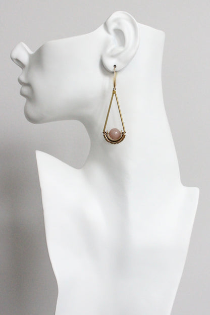 MLNE34 Mauve jade Artdeco earrings