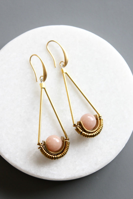 MLNE34 Mauve jade Artdeco earrings