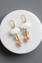 MLNE35 Vintage chalk white glass cluster earrings