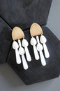 MLNE39 Chalk white glass statement post earrings
