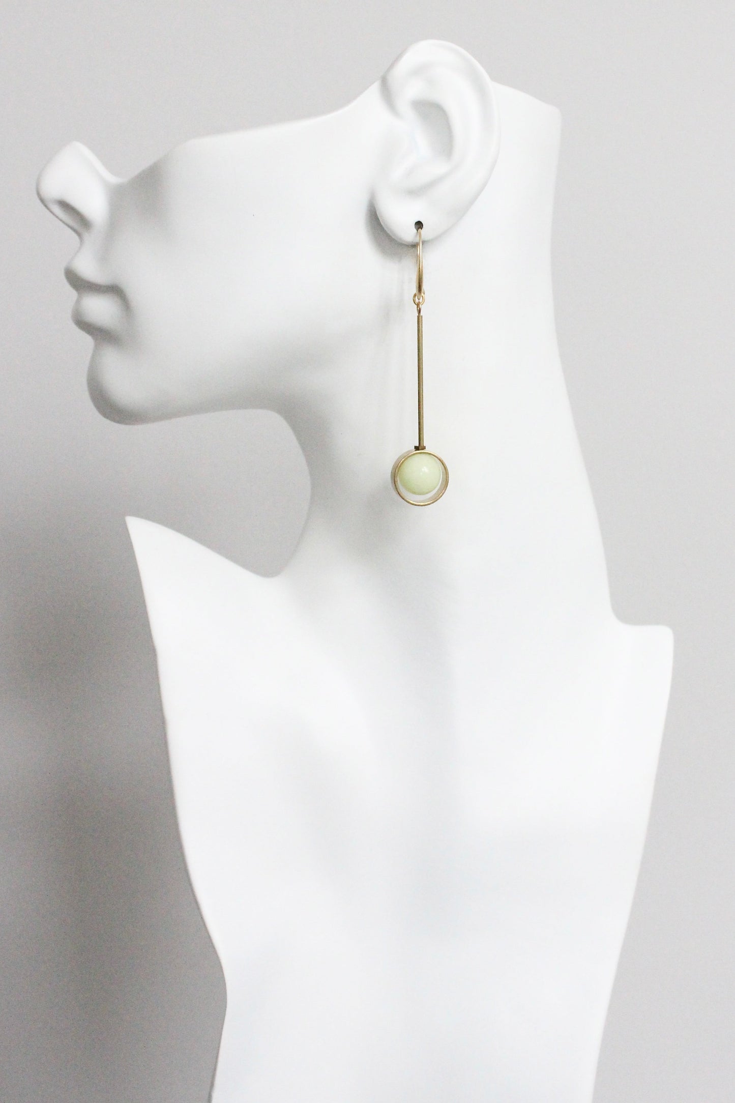 MLNE44 Celadon glass bead geometric earrings