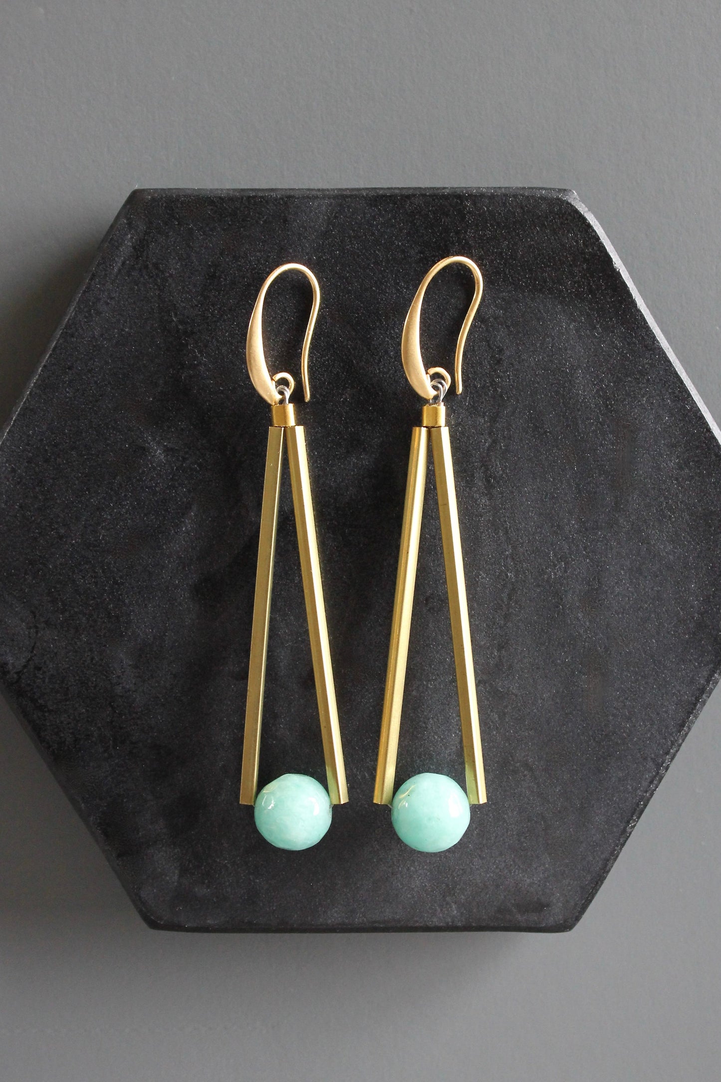 MLNE47 Amazonite geometric earrings