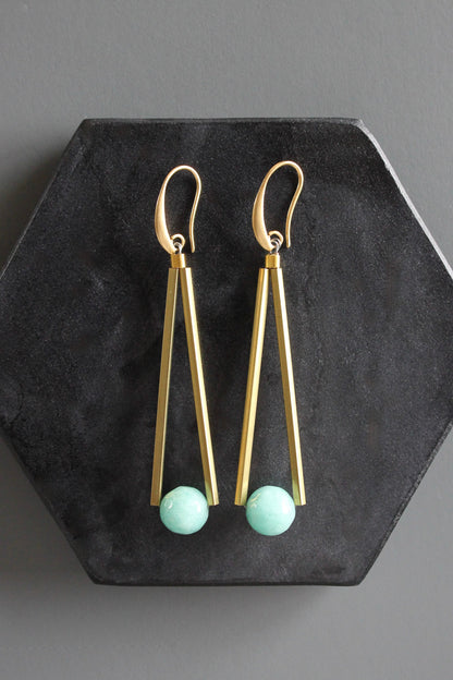 MLNE47 Amazonite geometric earrings