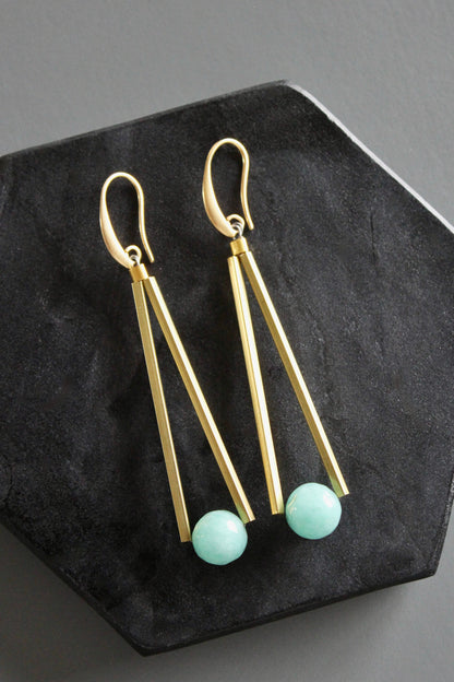 MLNE47 Amazonite geometric earrings