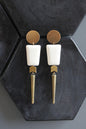 MLNE49 Magnesite and brass geometric post earrings