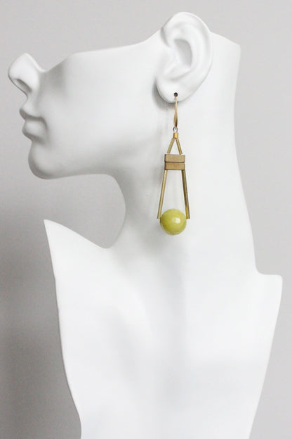 MLNE50 Jade and brass Artdeco  earrings