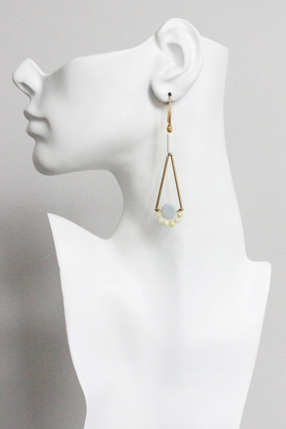 MLNE53 Lemon jade and gray glass geometric earrings
