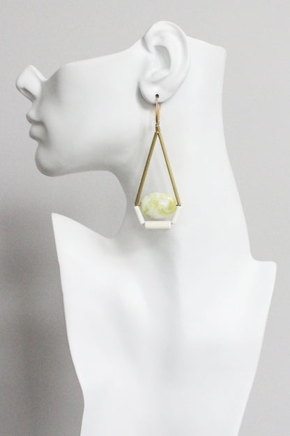 MLNE54 Lemon jade geometric earrings
