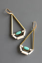MLNE55 Turquoise and brass geometric earrings