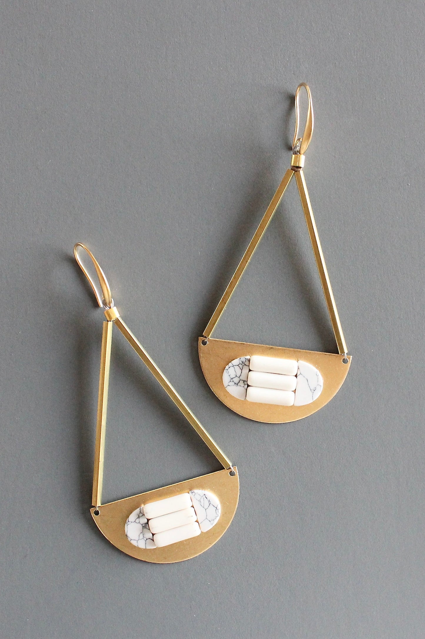 MLNE56 Turquoise and brass Artdeco  earrings