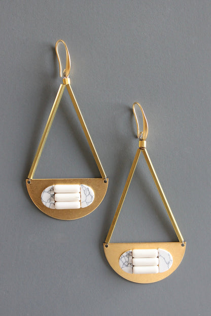 MLNE56 Turquoise and brass Artdeco  earrings