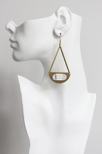 MLNE56 Turquoise and brass Artdeco  earrings