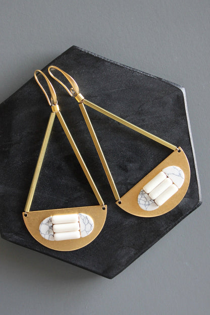 MLNE56 Turquoise and brass Artdeco  earrings