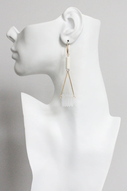 MLNE57 Frosted glass fringe geometric earrings