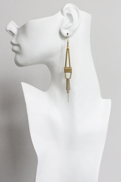 MLNE59 Hematite and brass Artdeco earrings