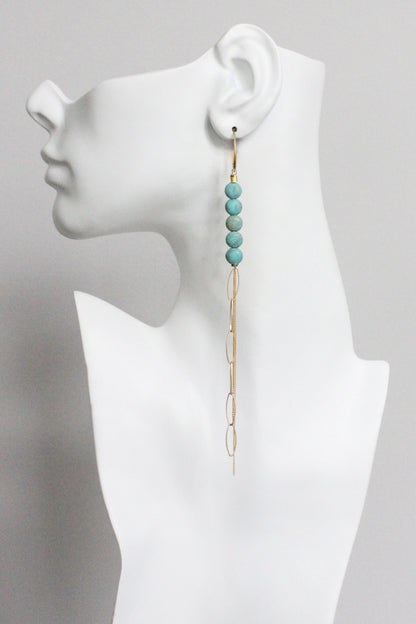MLNE60 Turquoise and chain shoulder duster earrings