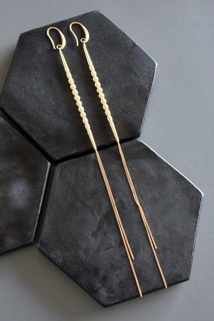 MLNE61 18k gold plated shoulder duster earrings