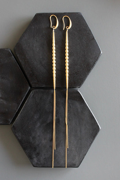 MLNE61 18k gold plated shoulder duster earrings