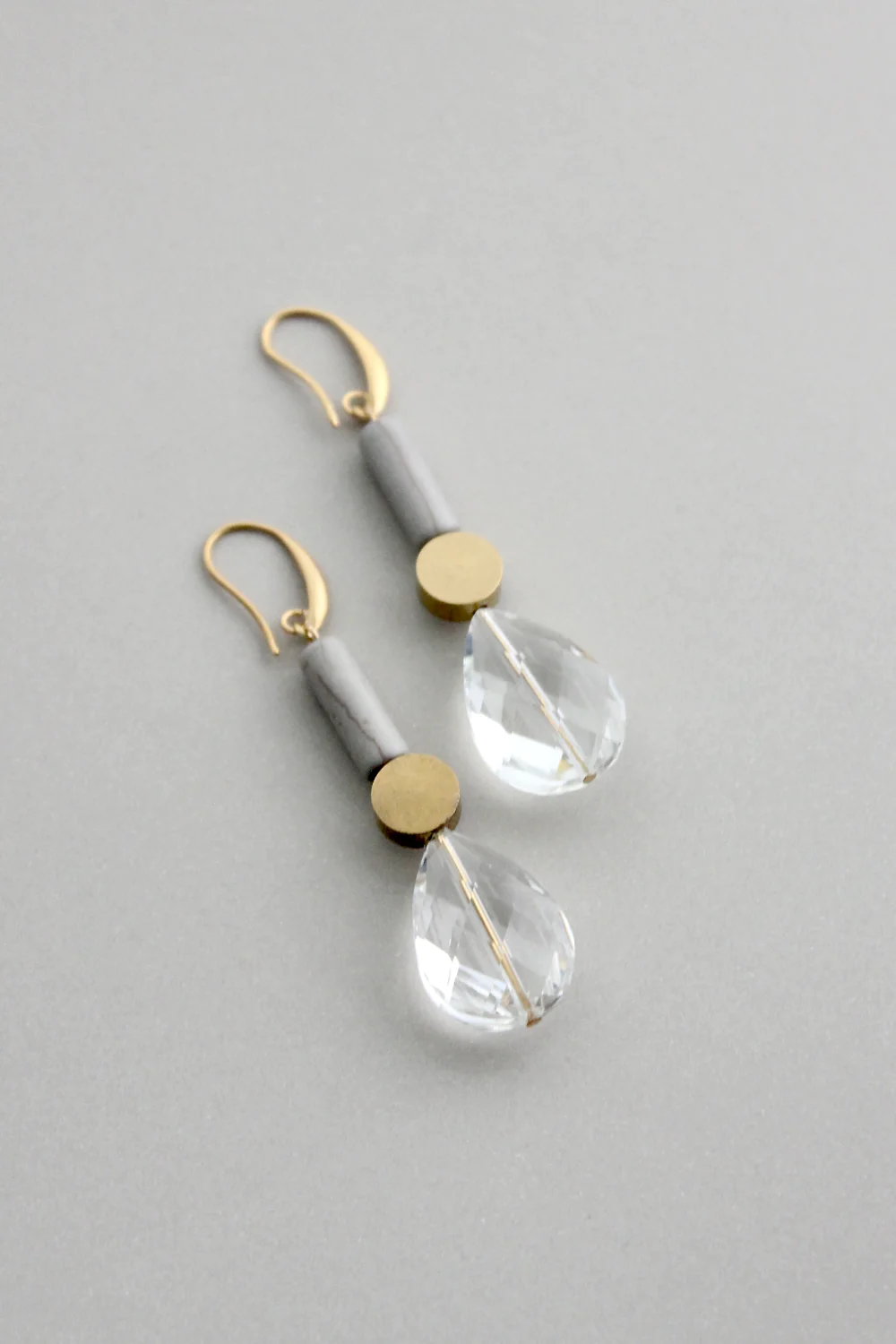David Aubrey - EMIE06 Turq Glass & Vulcanite Hoop Earrings main image 1