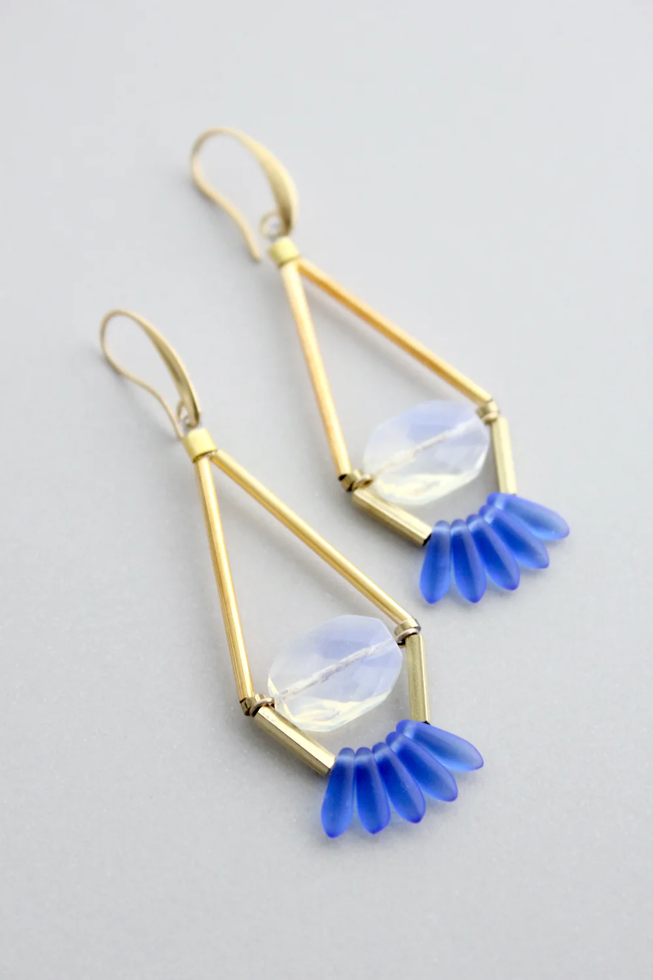 David Aubrey - EMIE06 Turq Glass & Vulcanite Hoop Earrings