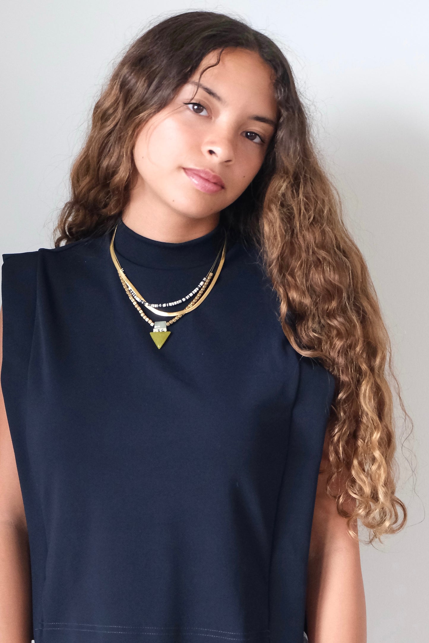 LEX115 Triple strand ArtDeco necklace