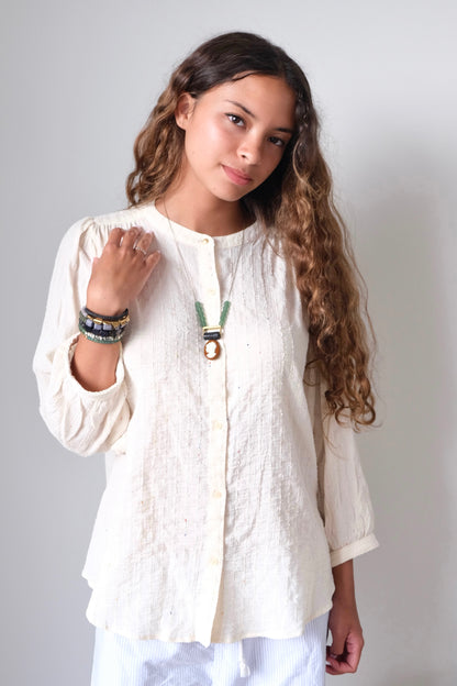 LEX123 Vintage glass cameo geometric necklace