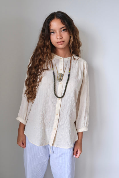 LEX132 Moss lava bead long necklace