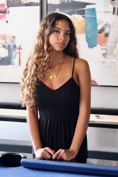 LEX418 Green jasper ArtDeco pendant necklace